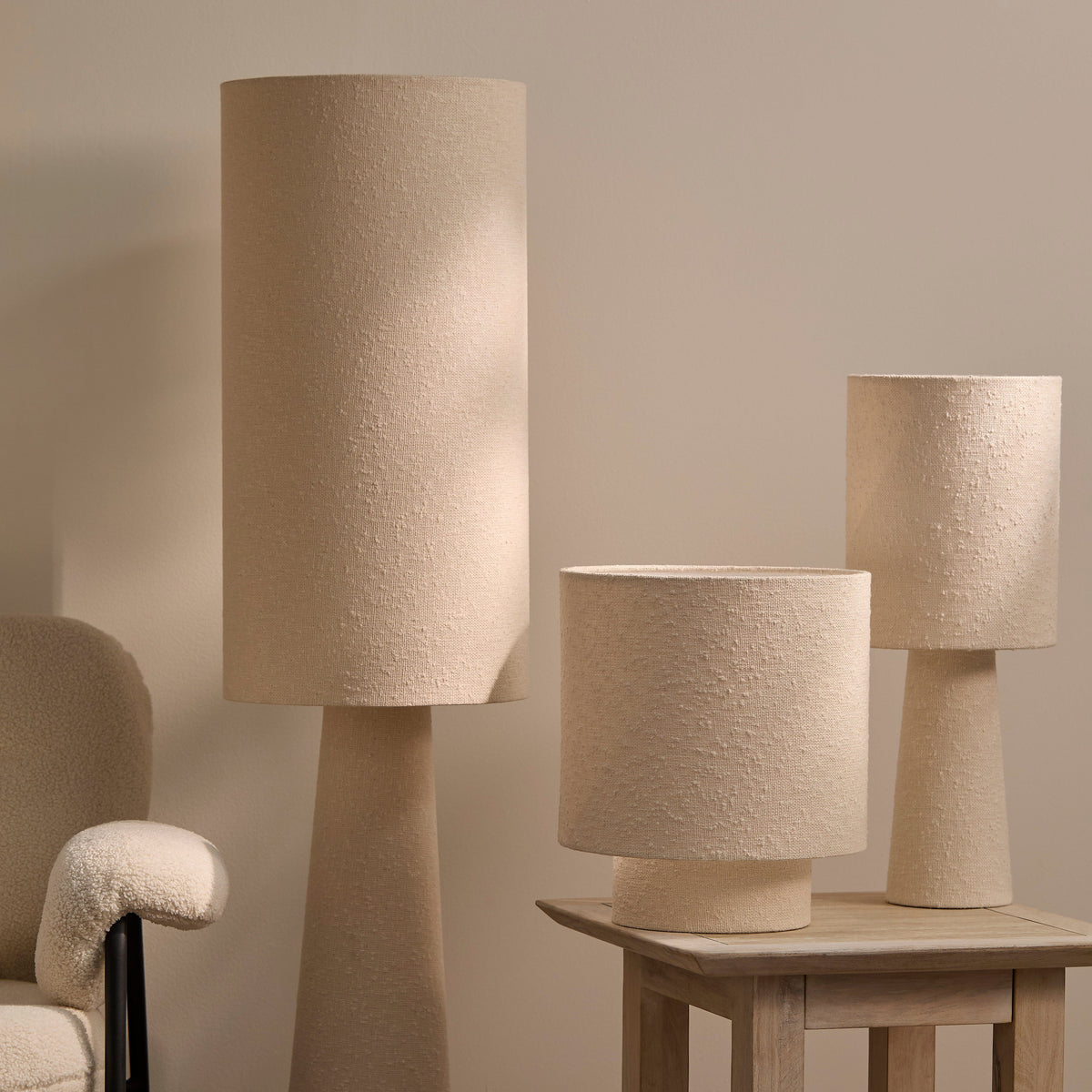 Chattendon Ivory Boucle Floor Lamp - 36cm - Laura James