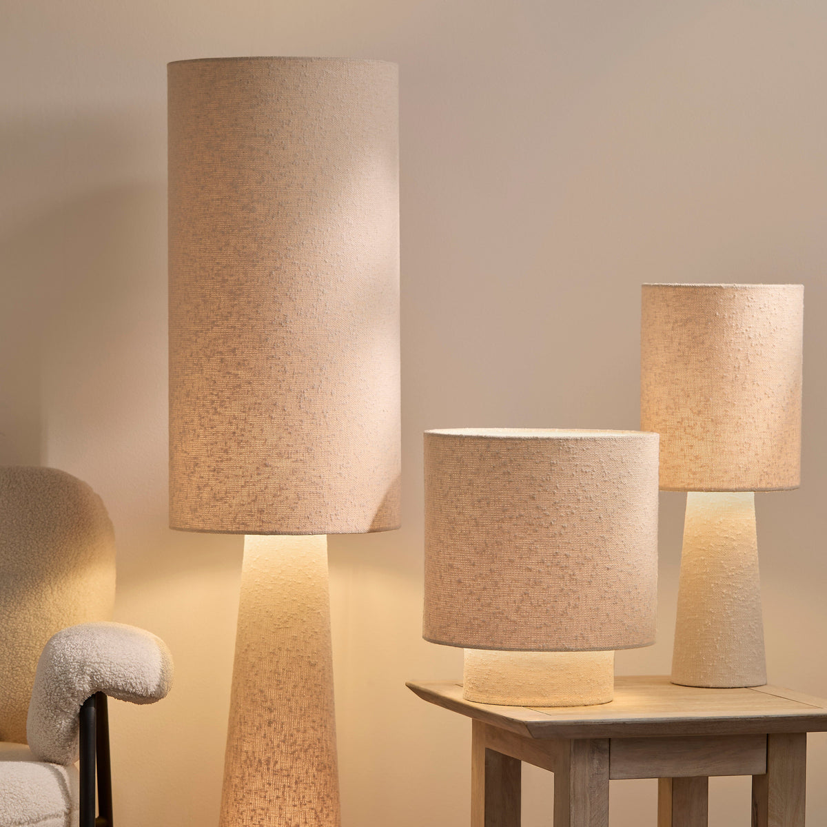 Chattendon Ivory Boucle Floor Lamp - 36cm - Laura James