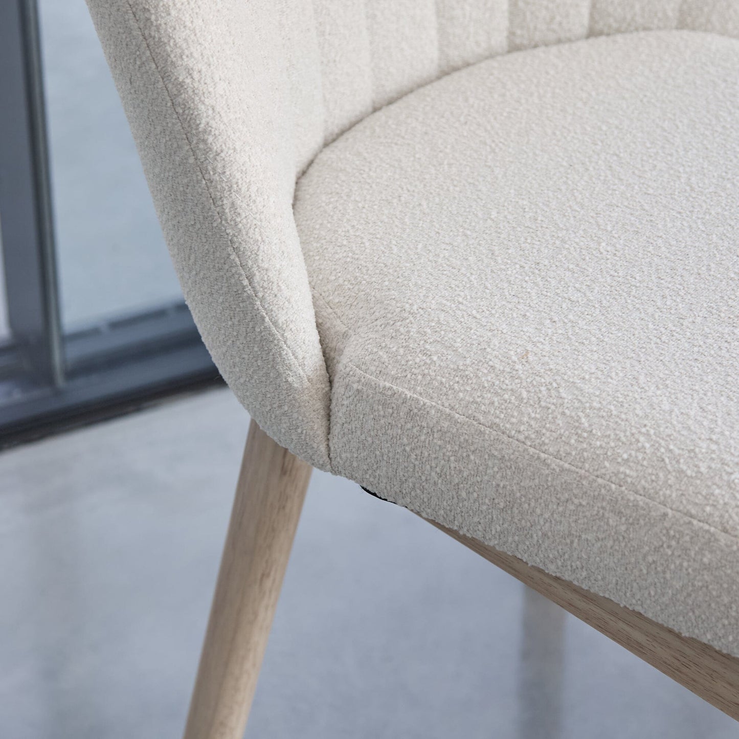 Chloe Dining Chair - Set of 2 - Light Beige with Whitewash Oak Legs - Laura James