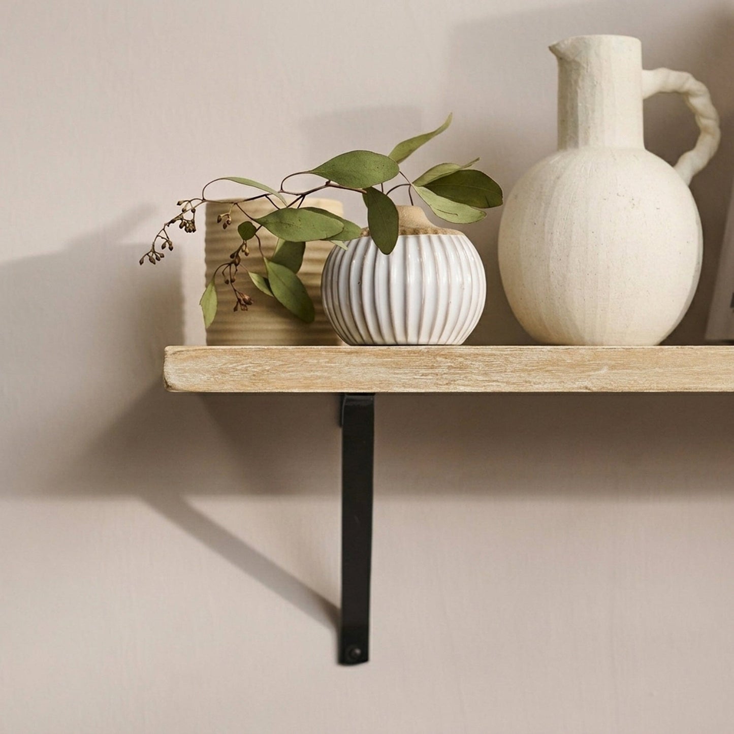 Atlas 125cm Mango Wood Wall Shelf - Whitewash - Laura James