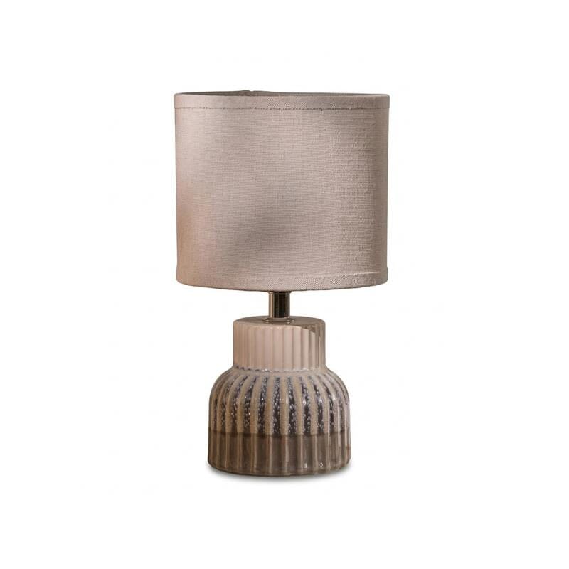 Coates 27cm Ceramic Table Lamp - Blue Reactive Glaze with Cream Linen Shade - Laura James