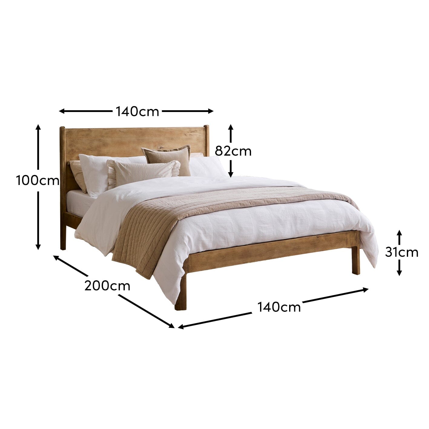 Colton Double Bed Frame - Mango wood - Laura James