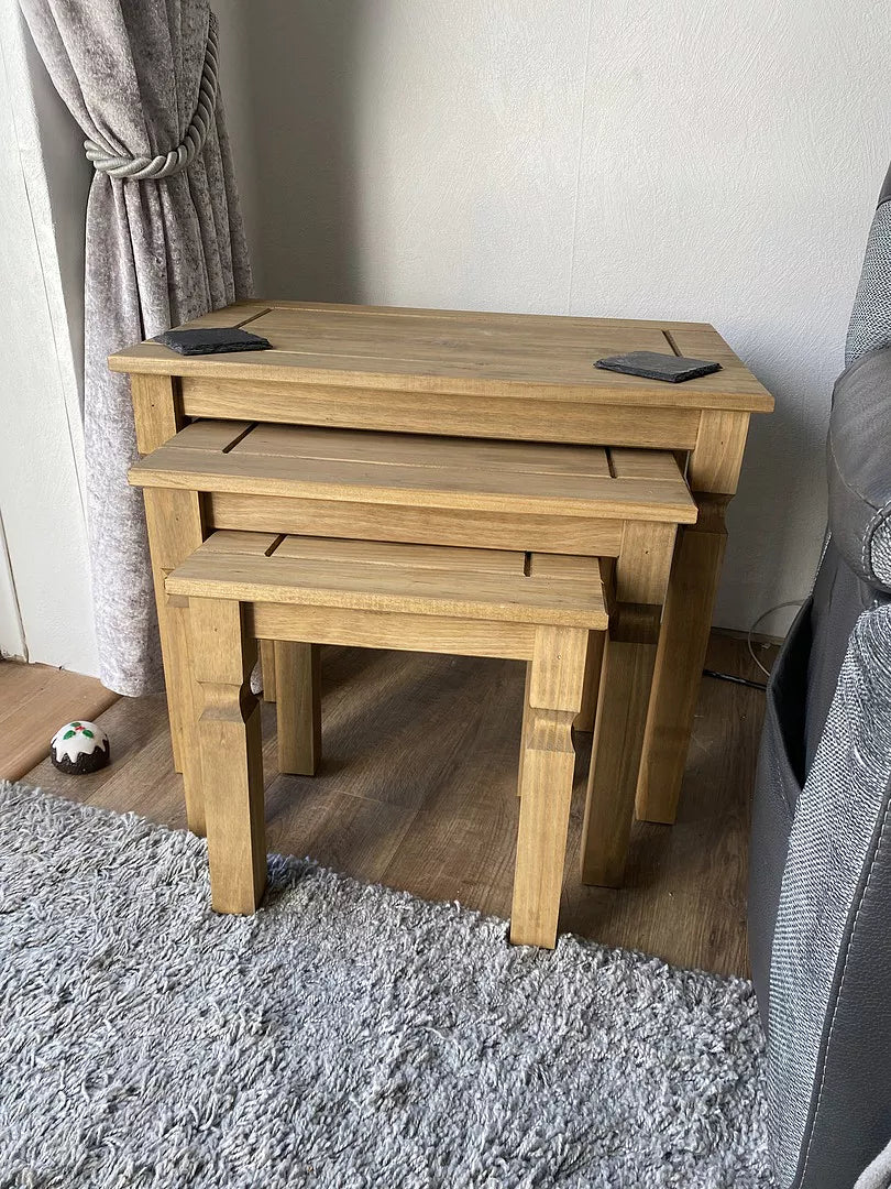 Corona Solid Pine Nest of Tables