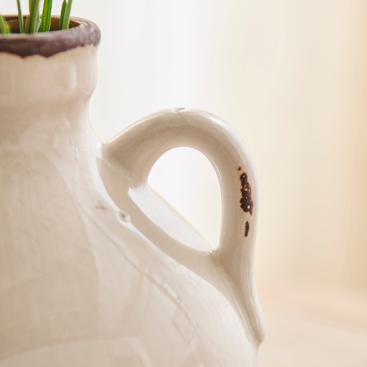 Corsino 16cm Ceramic Vase - Handle - Off White - Laura James