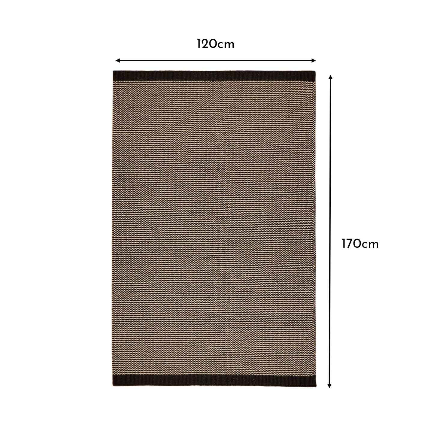 Cotham Black & Natural Striped Wool with Cotton Rug - 120 x 170cm