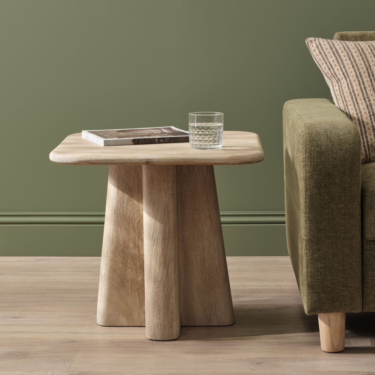 Bastian 50cm Square Side Table - Limewash - Laura James