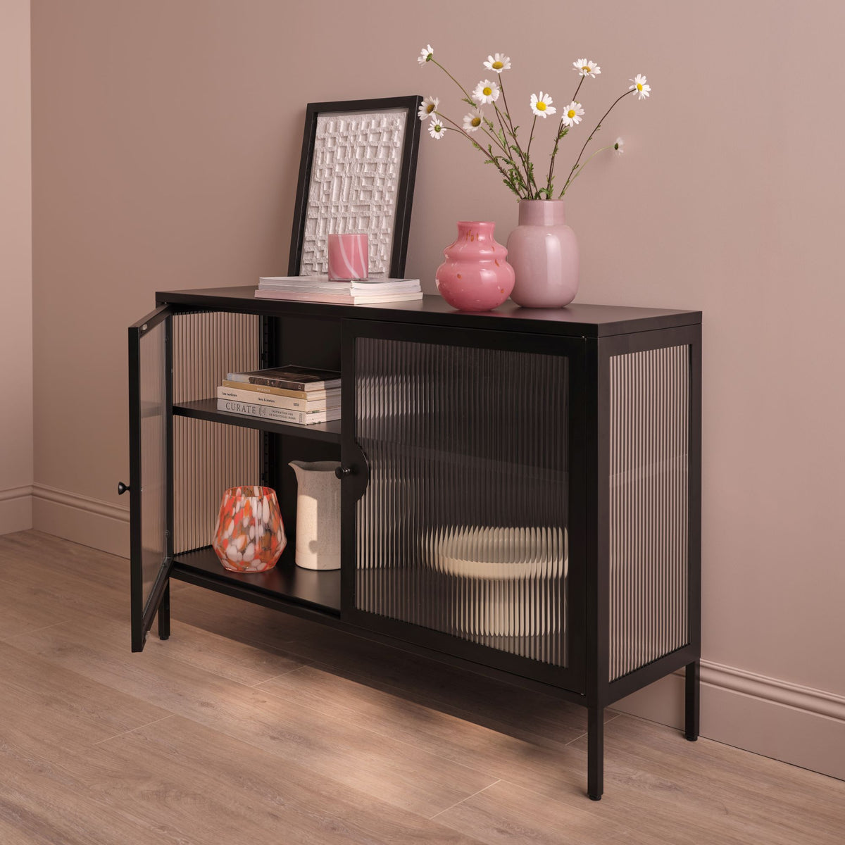 Indiana Black Metal 2 Door Sideboard - 120cm - Laura James