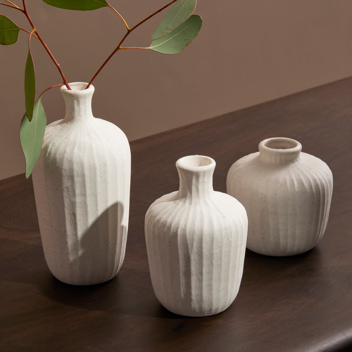 Bayswater Set of 3 Ceramic Vase - Off White - Laura James