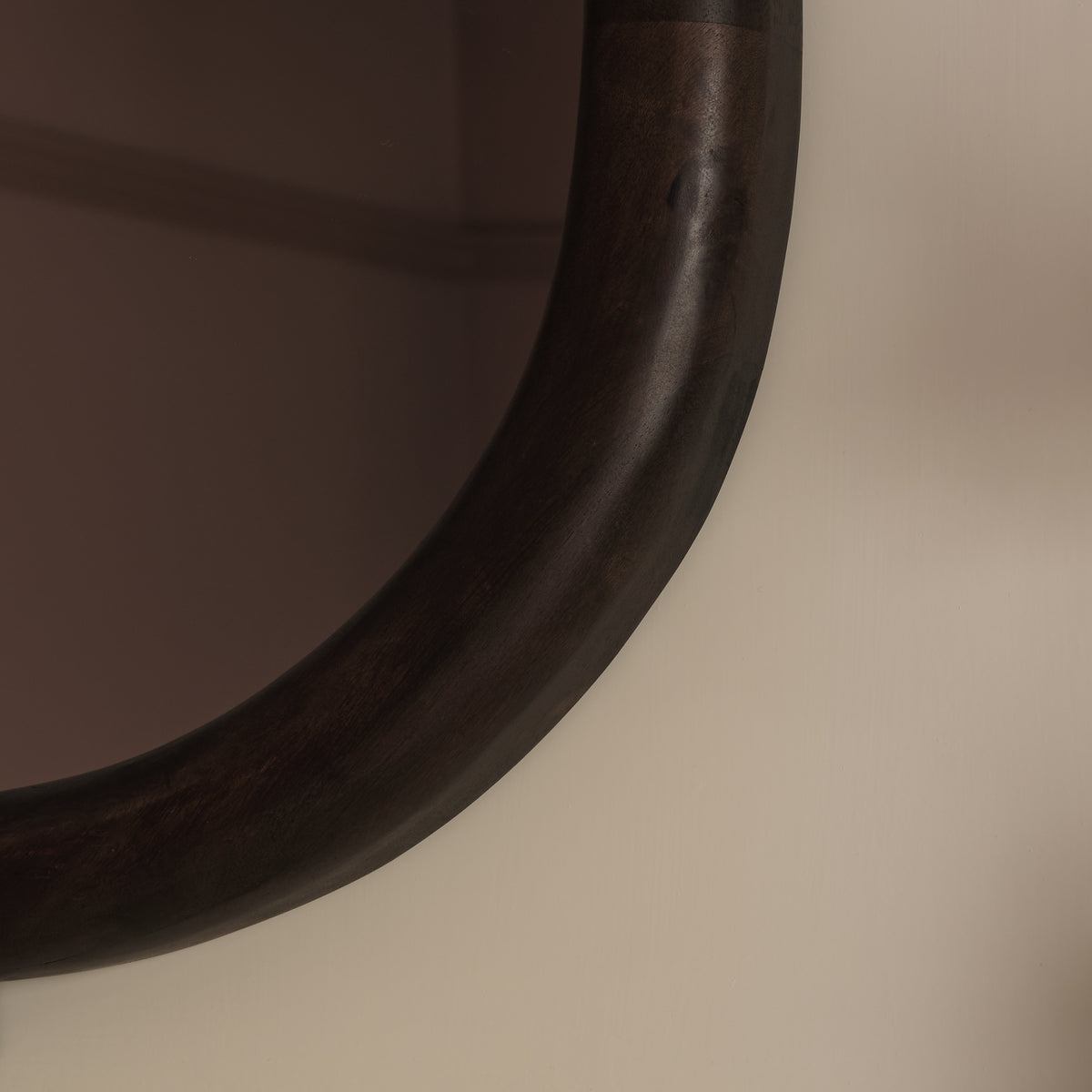 Octavia 80cm Rounded Rectangular Wall Mirror - Coffee Brown Mango Wood - Laura James