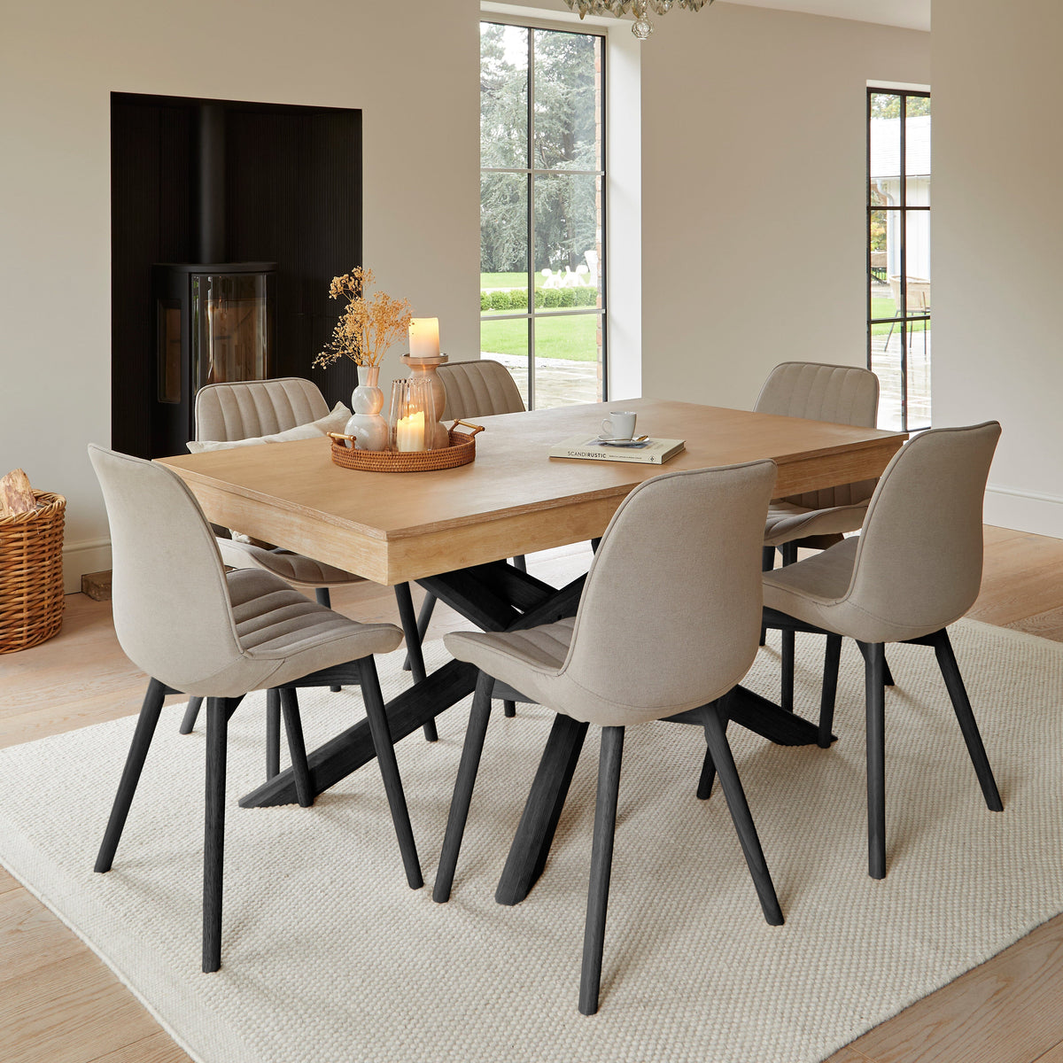 Bella Soft Beige Dining Chairs - Set Of 2 - Black Legs - Laura James