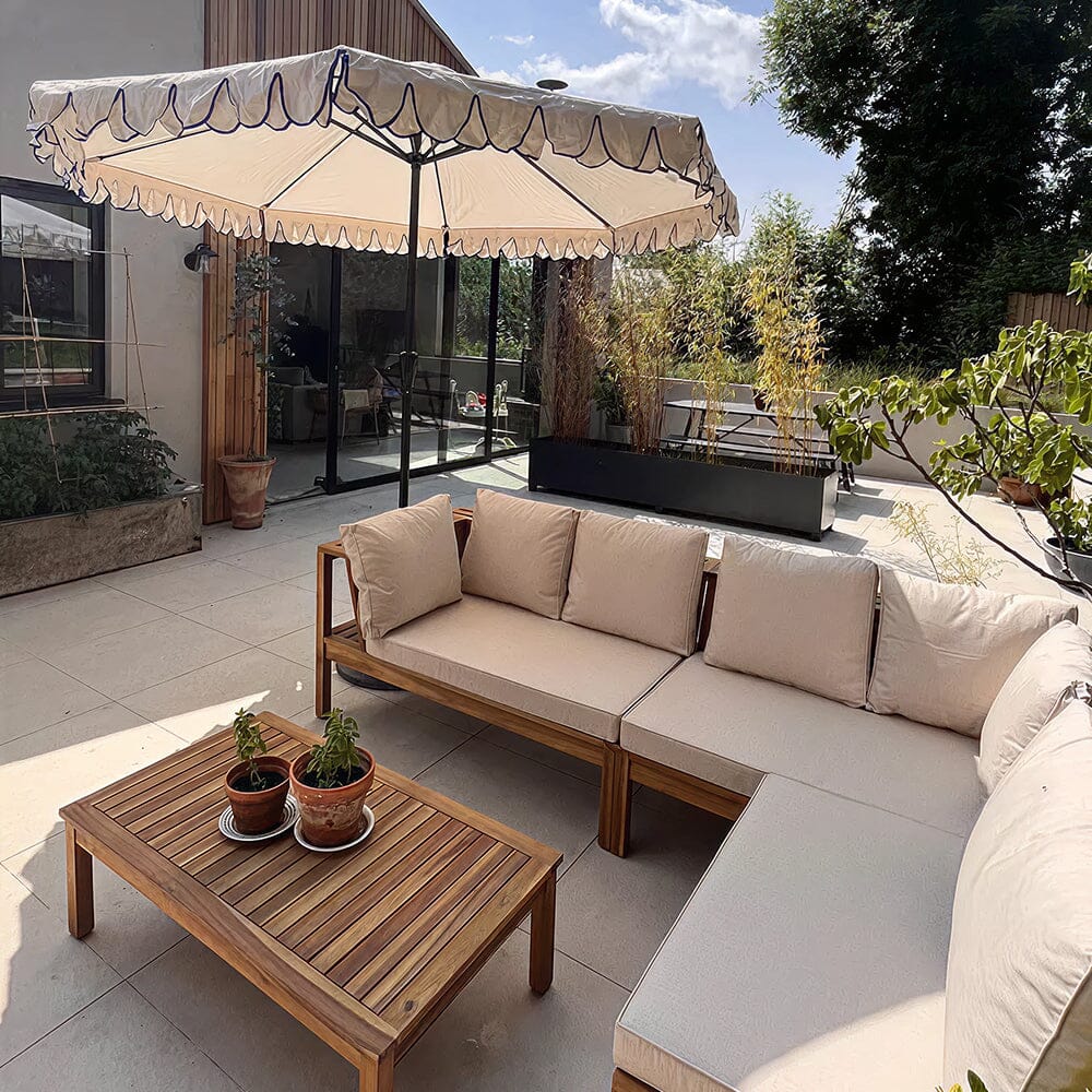 Dakota Wooden Garden Corner Sofa Set - Sand Cushions