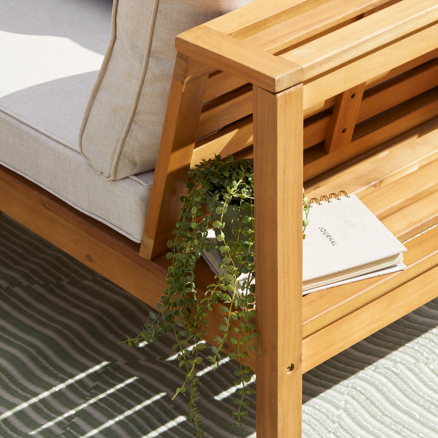 Dakota Corner Wooden Sofa Set - Natural Cushions - Laura James