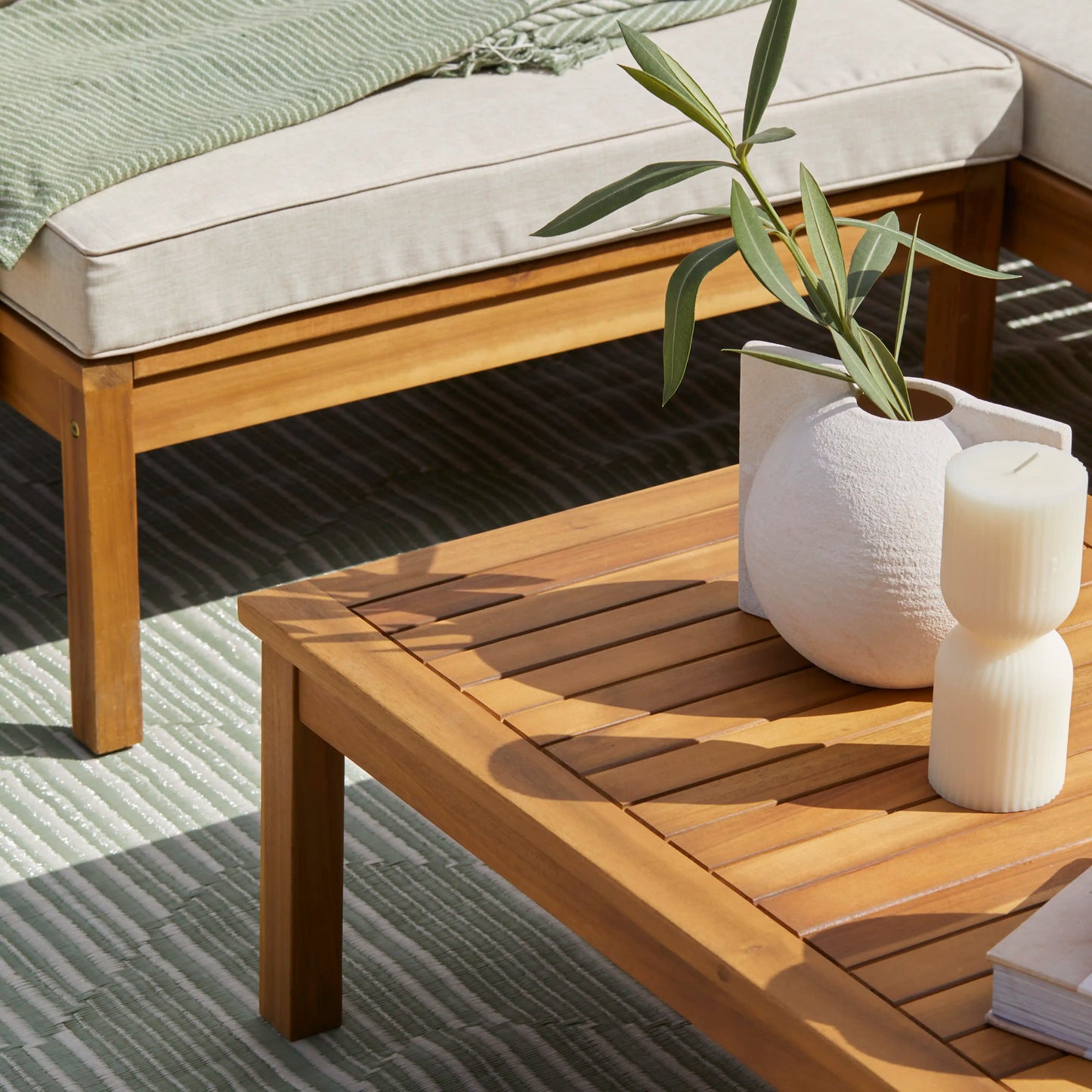 Dakota Corner Wooden Sofa Set - Natural Cushions - Laura James