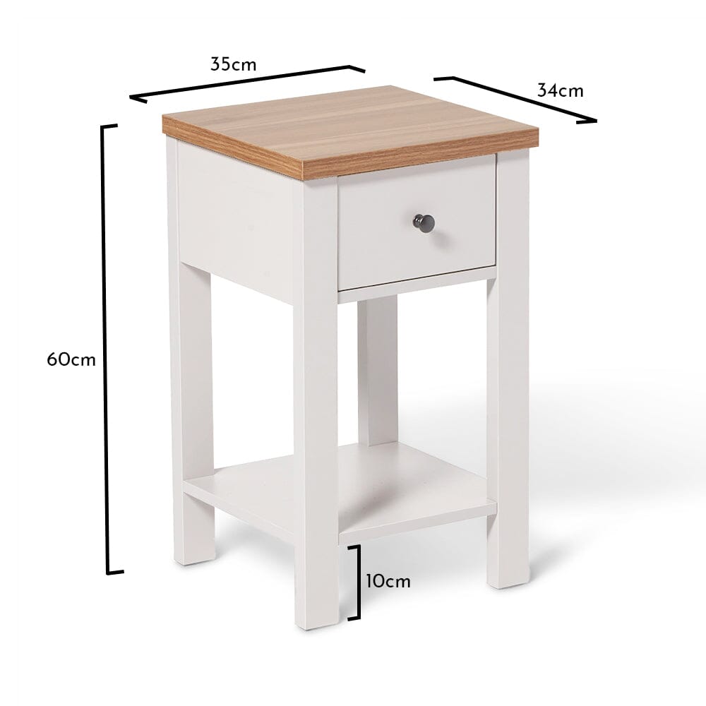 Bampton Alabaster White Bedside Table - 1 Drawer - Laura James