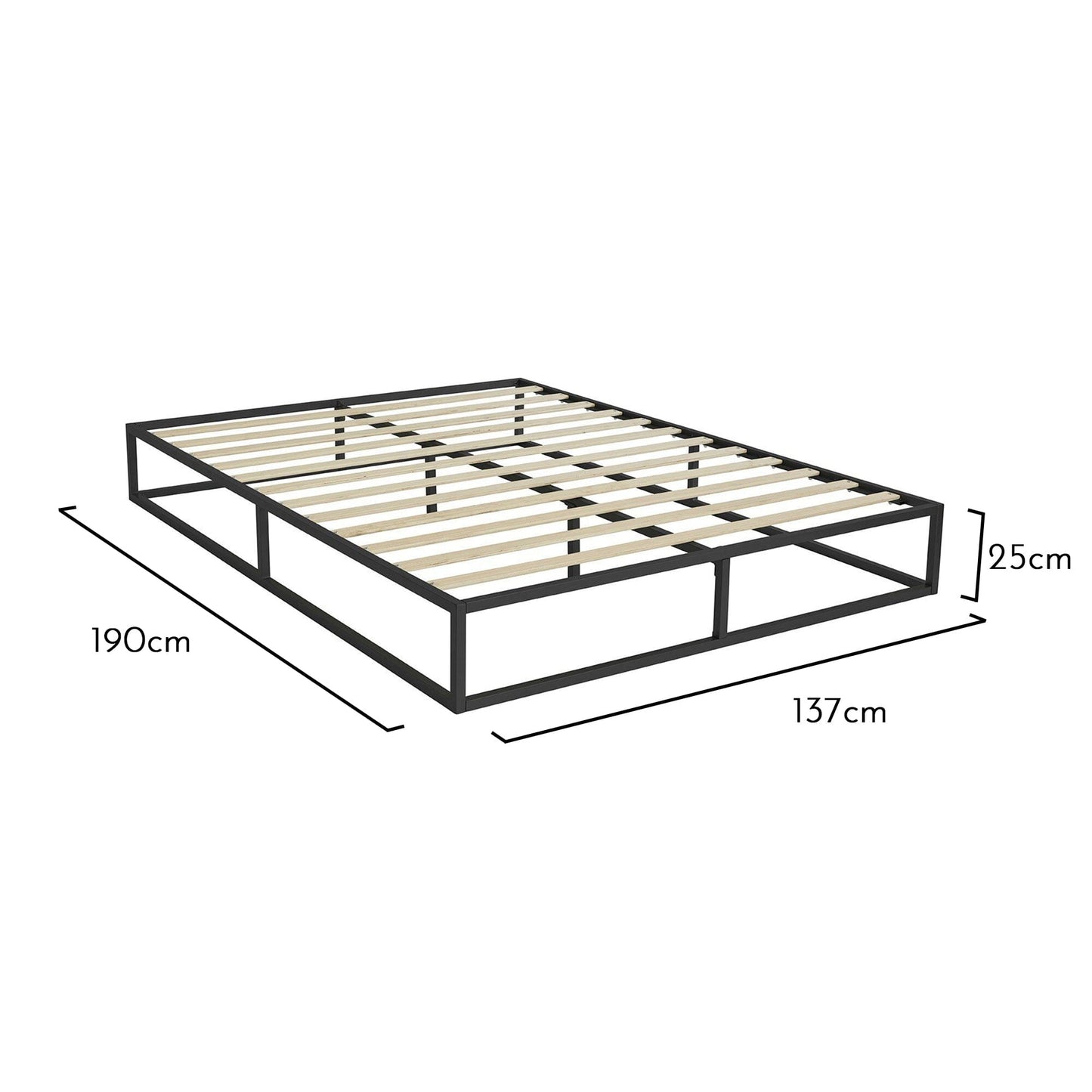 Indy Double Platform Bed - Black Metal