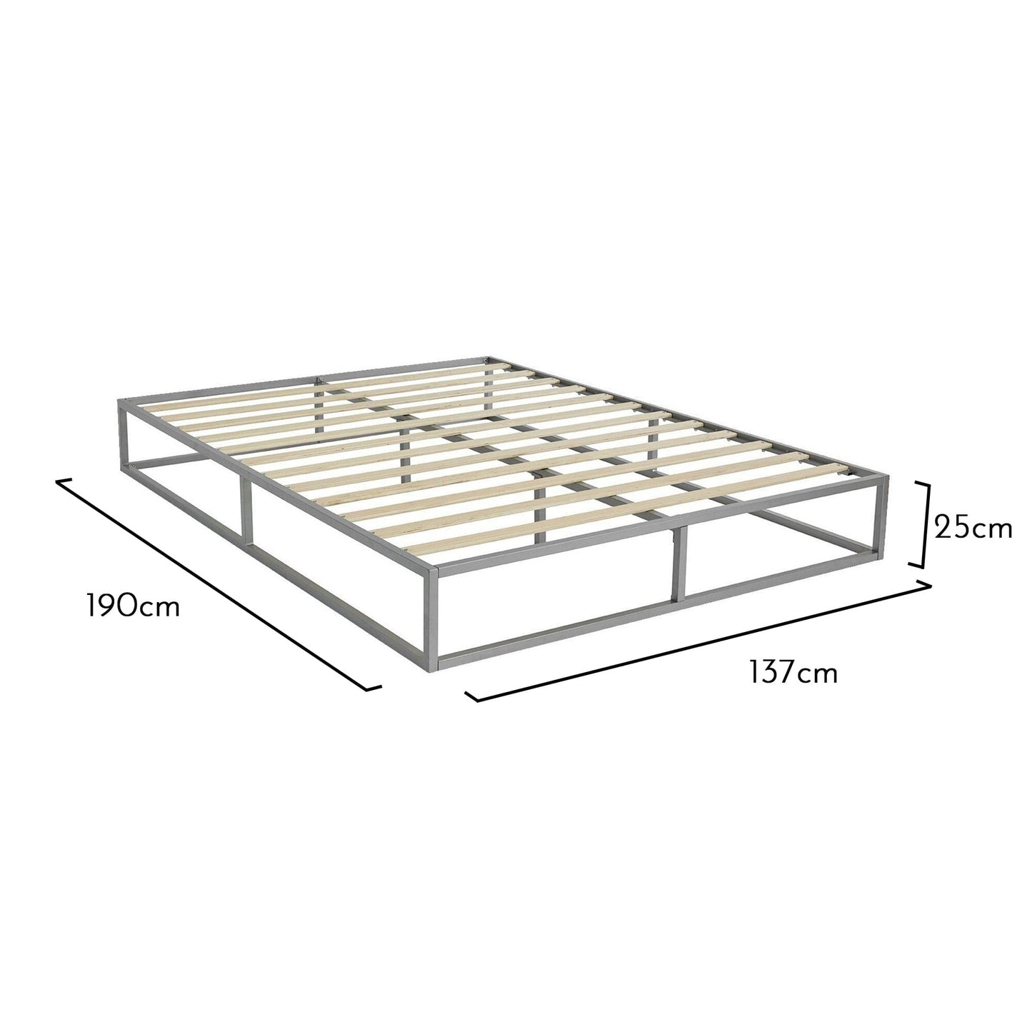 Indy Double Platform Bed - Grey Metal - Laura James