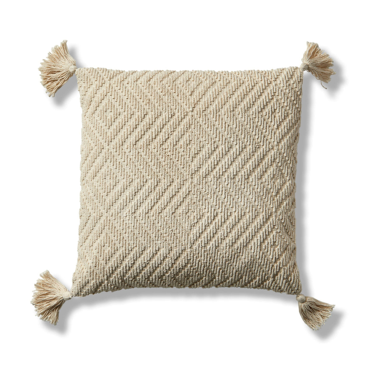 Elborough 50x50cm Diamond Cotton Tasseled Cushion Cover - Off White
