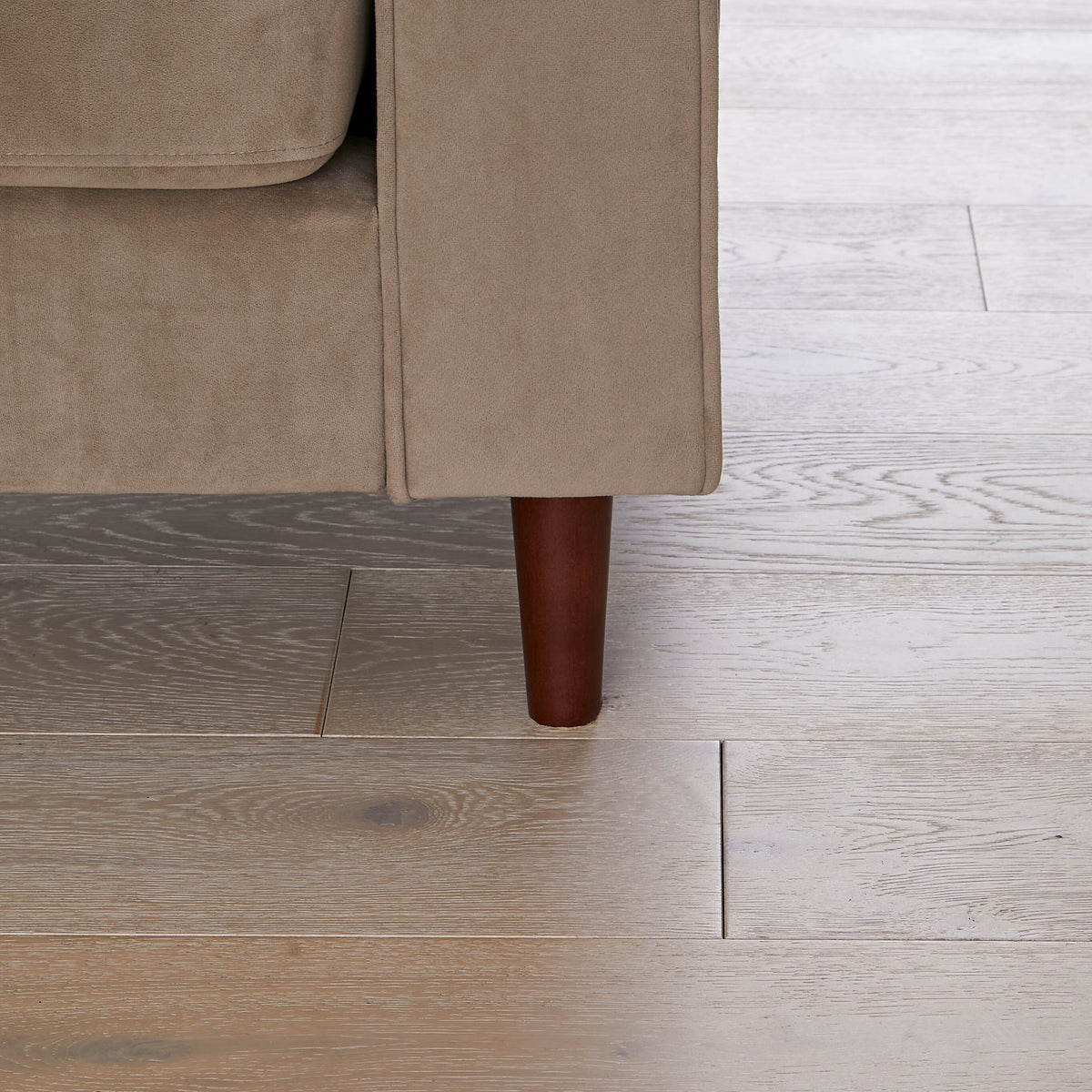 Emily 3 Seater Sofa - Driftwood with Dark Oak Legs