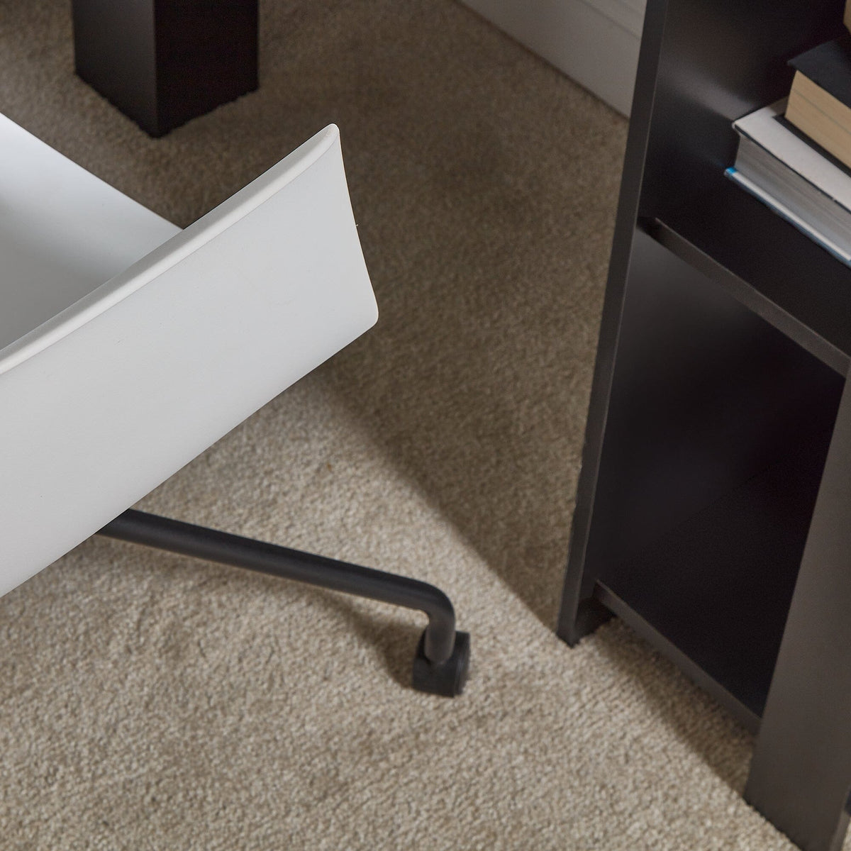 Logan Swivel Chair - White with Black Legs - Laura James