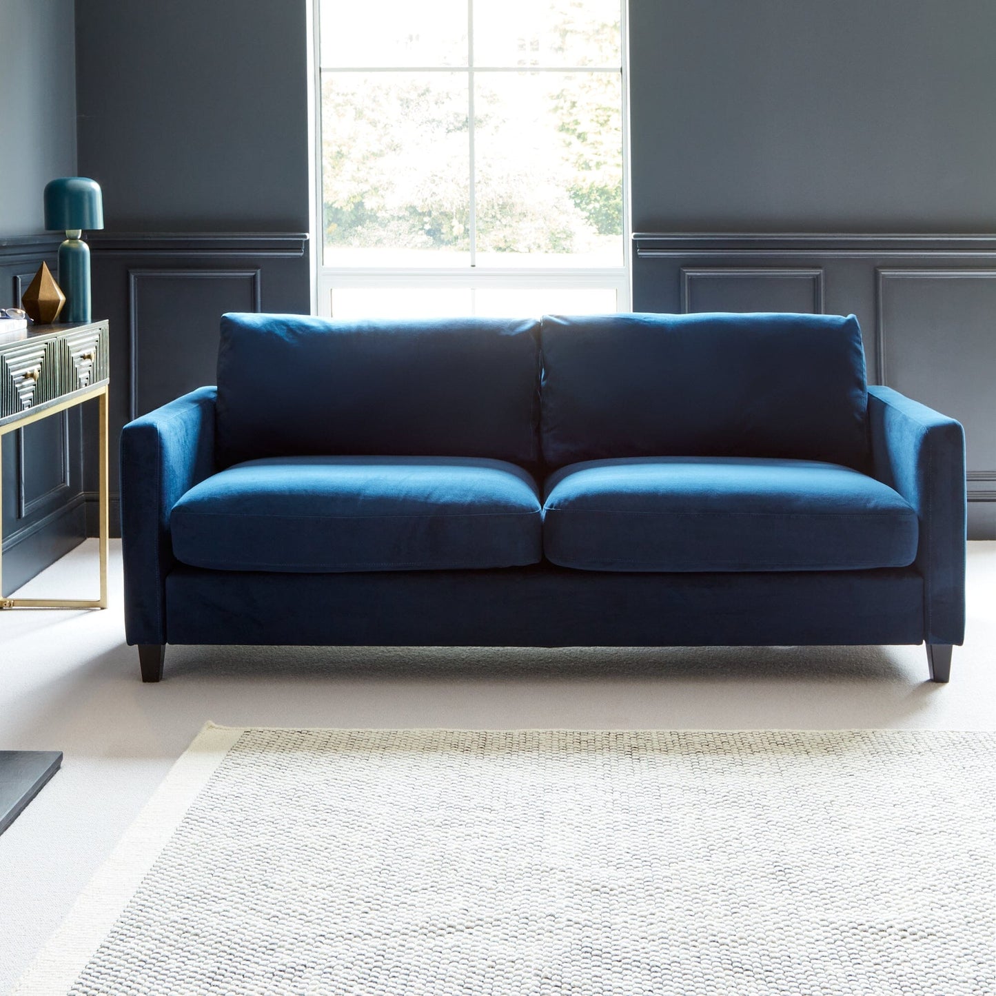 Outlet - Ava 3 Seater Sofa - Ink with Black Oak Legs
