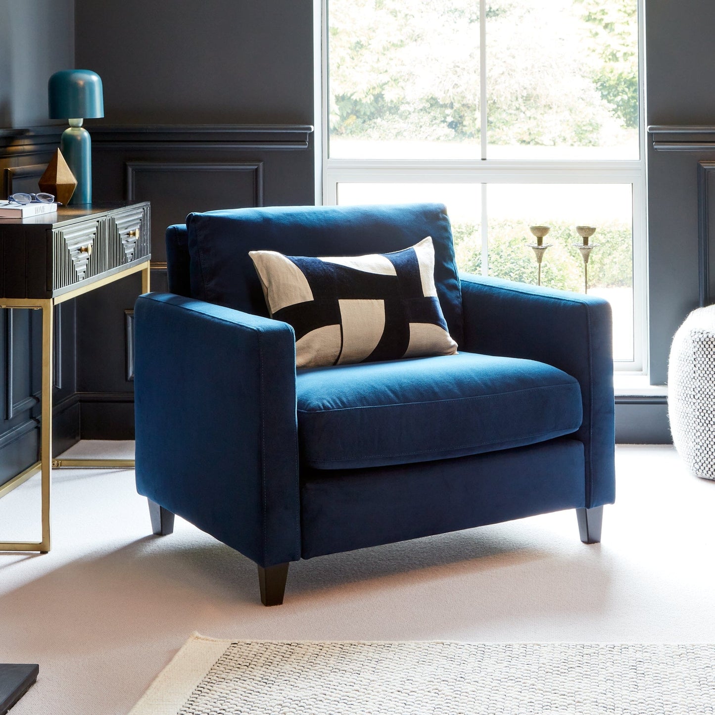 Ava Ink Armchair - Black Oak Legs