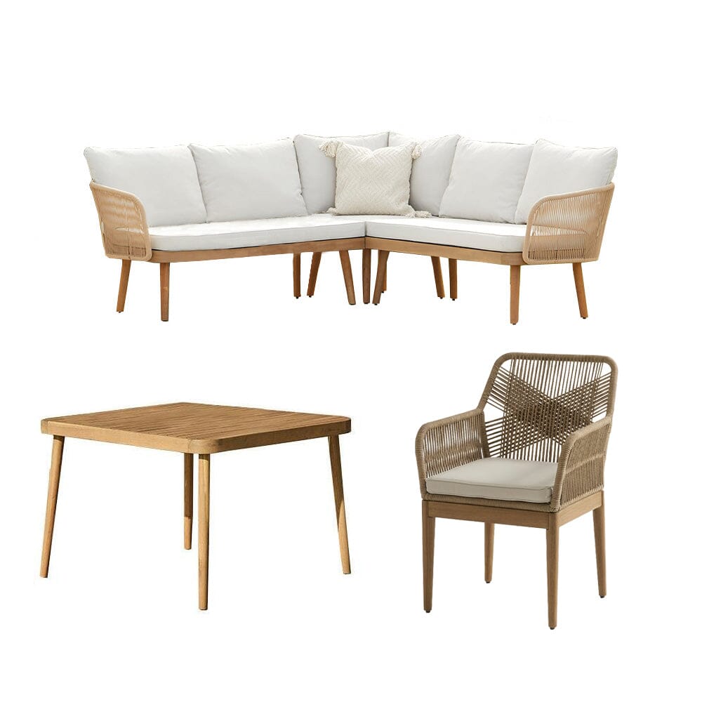 Eaden 8 Seater Corner Garden Dining Set with 2 Killian Chairs