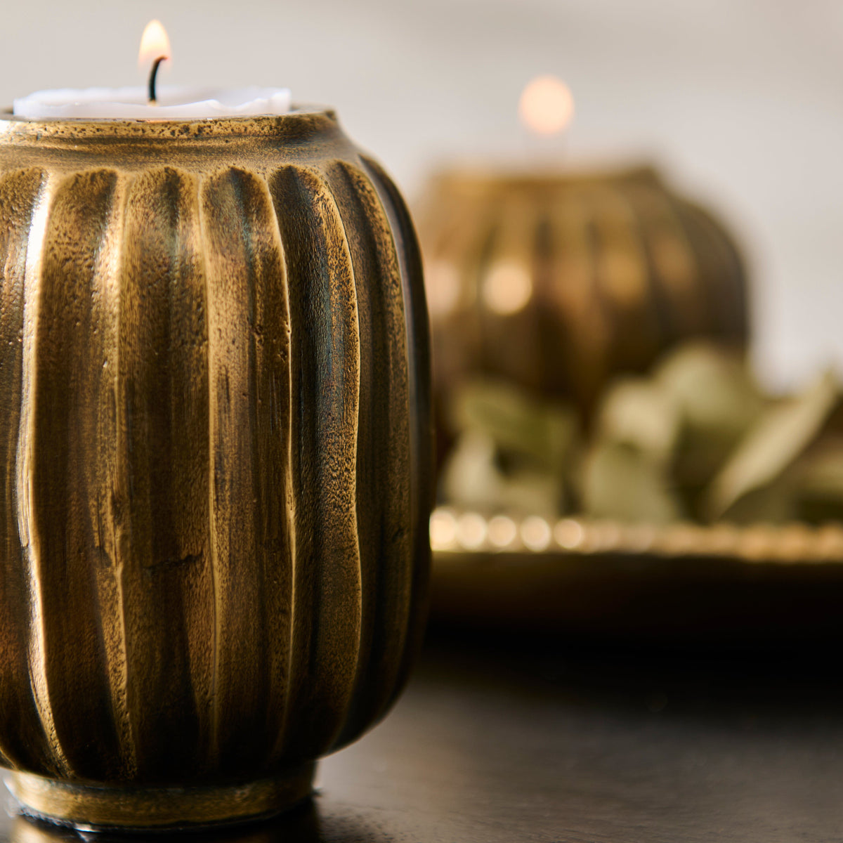 Elcombe Metal Tea Light Holder - Bronze - Laura James