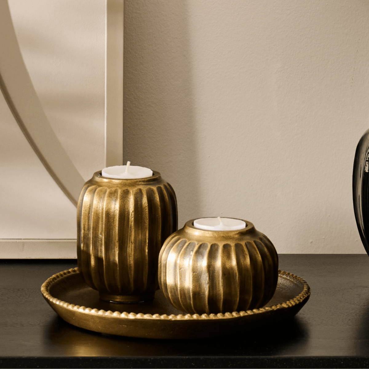 Elcombe Metal Tea Light Holder Set - Bronze - Laura James