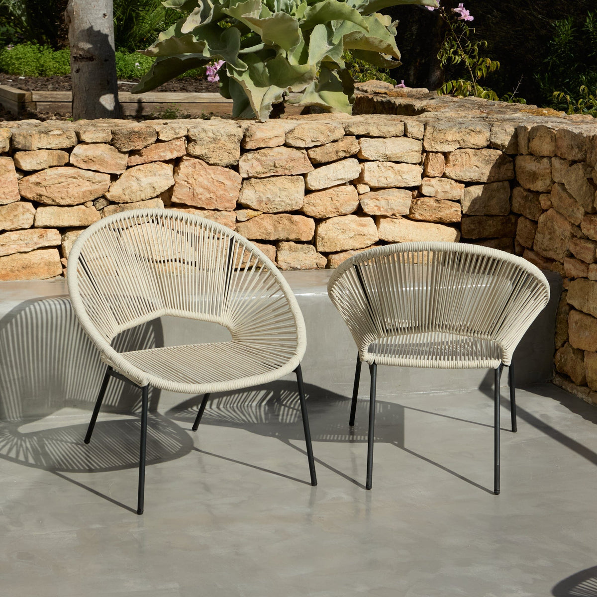 Eli Beige Rope Chairs - Set of 2 - Laura James