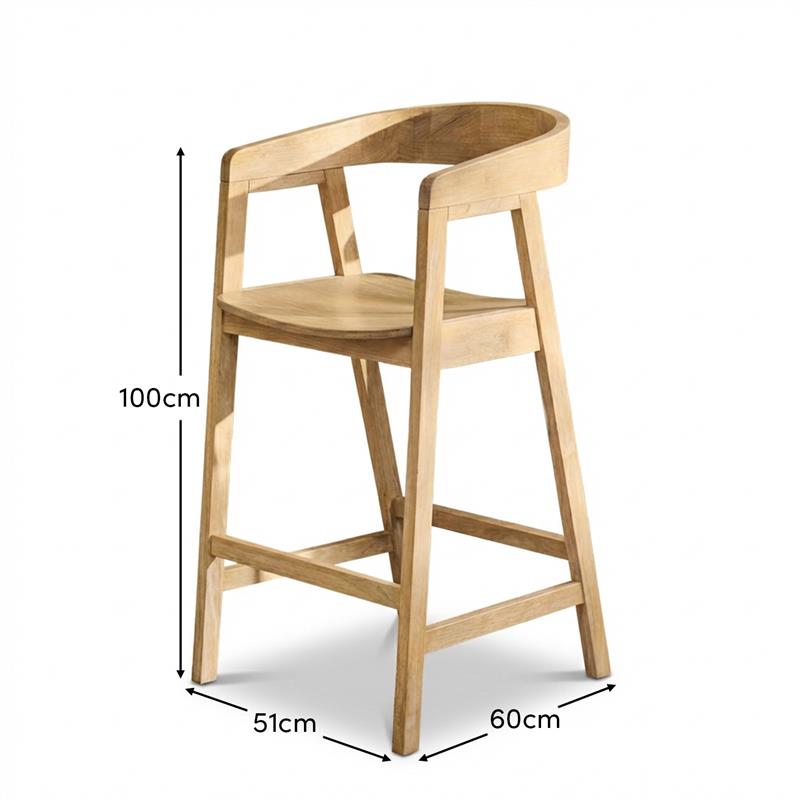 Ella Bar Stool - Whitewash Oak - Laura James