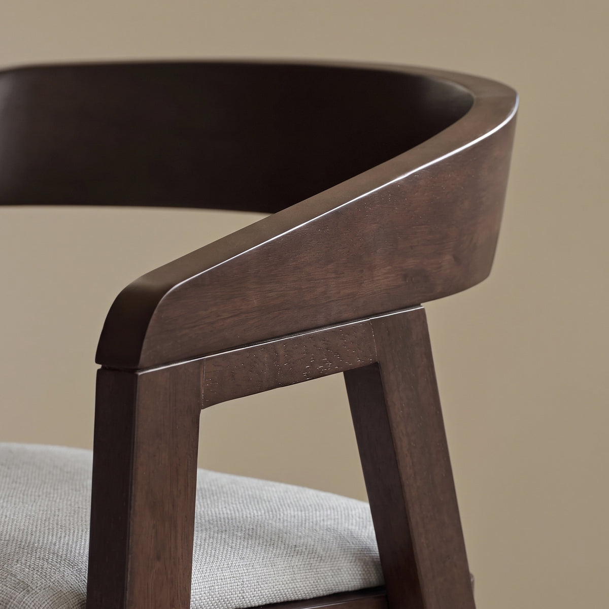 Ella Fawn Linen Dining Armchairs - Set of 2 - Coffee Brown Legs