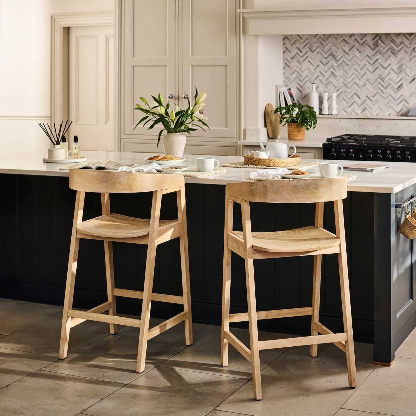 Ella Bar Stool - Whitewash Oak - Laura James