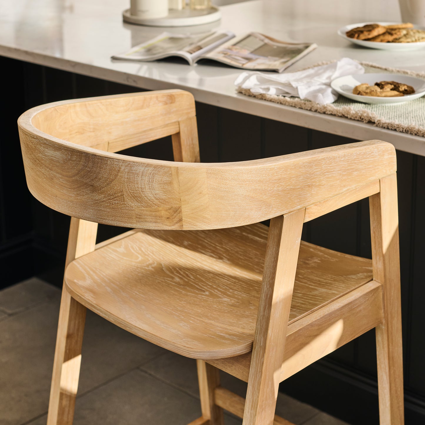 Ella Bar Stool - Whitewash Oak - Laura James