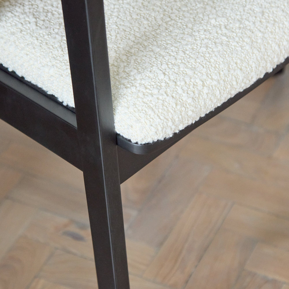 Ella Carver Off White Boucle Chair - Set of 2 - Black Oak Legs - Laura James