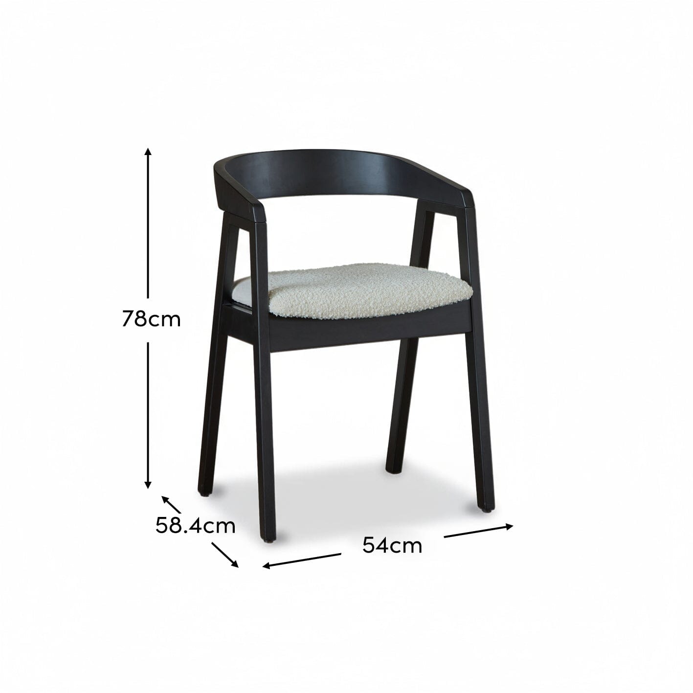 Ella Boucle Dining Armchairs - Set of 2 - Black Oak Legs - Laura James