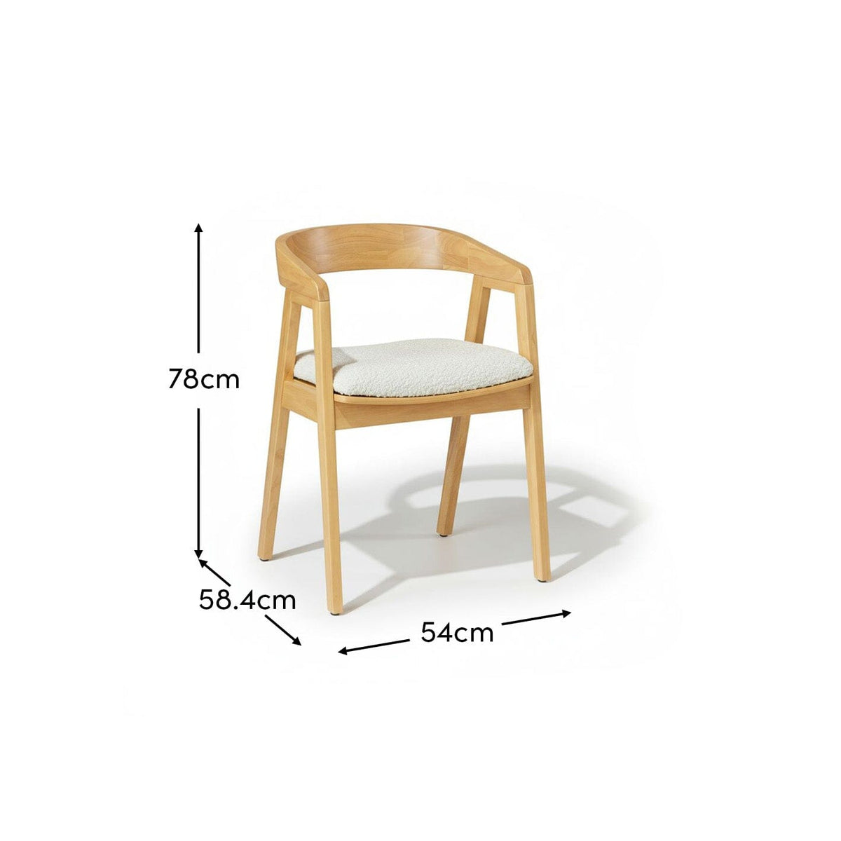 Ella Carver Off White Boucle Chair - Set of 2 - Pale Oak Legs - Laura James