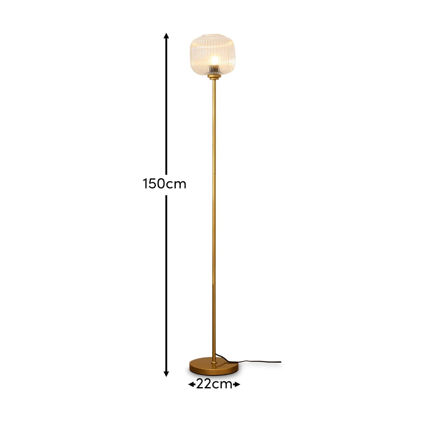 Elland 150cm Metal Floor Lamp - Clear Glass - Laura James
