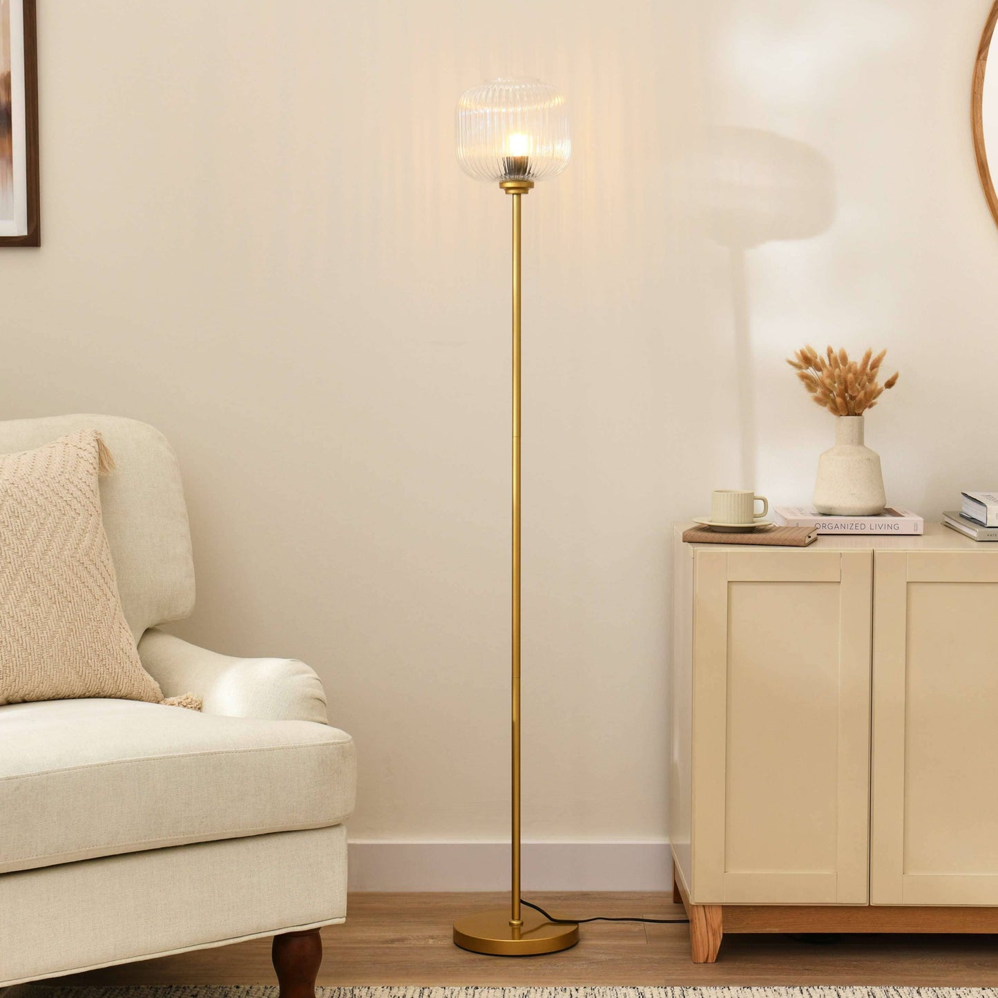 Elland 150cm Metal Floor Lamp - Clear Glass - Laura James