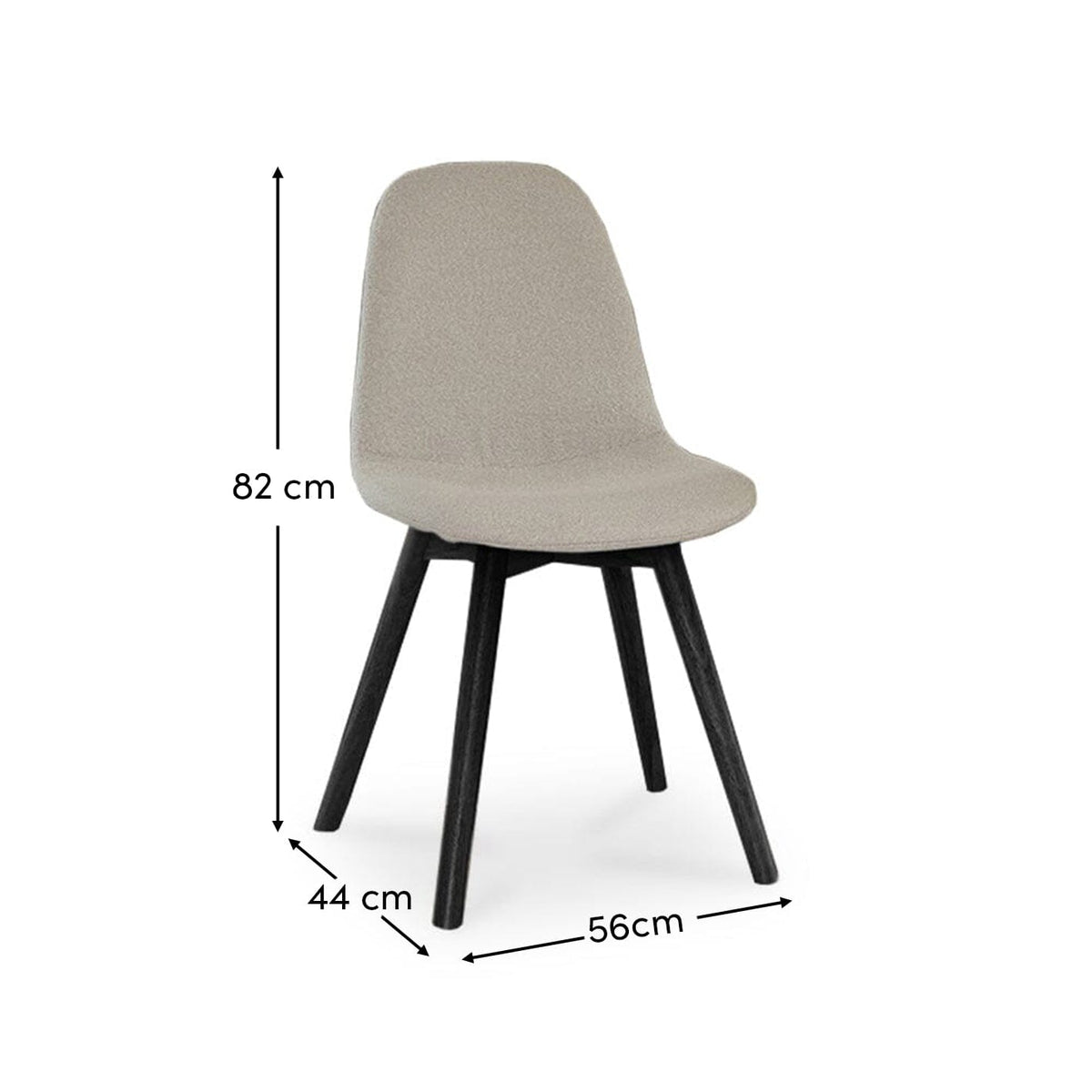 Ellis Dining Chairs - Set Of 2 - Light Beige with Black Oak Legs - Laura James