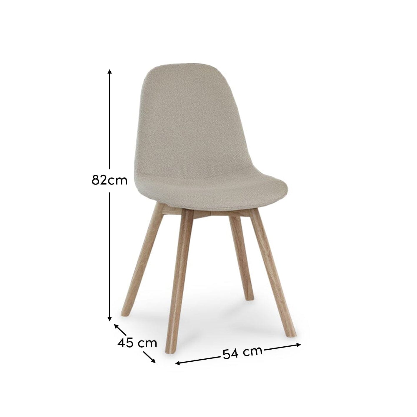 Ellis Light Beige Boucle Dining Chairs - Set of 2 - Whitewash Oak Legs - Laura James