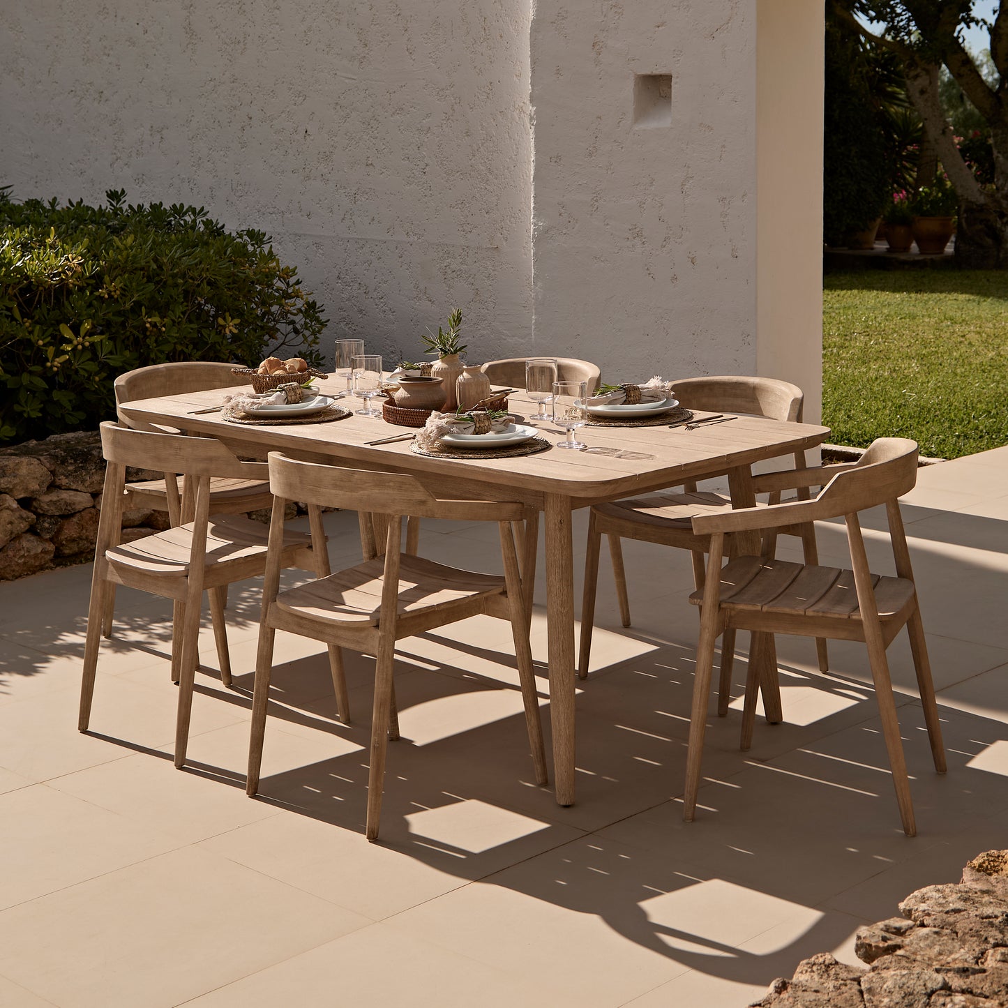 Elowen 6 Seater Wooden Garden Dining Set with Elowen Chairs - Laura James