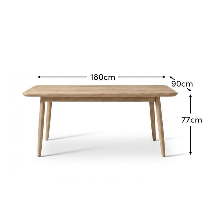 Elowen 6 Seater Wooden Garden Dining Table - Light Brushed Acacia - Laura James