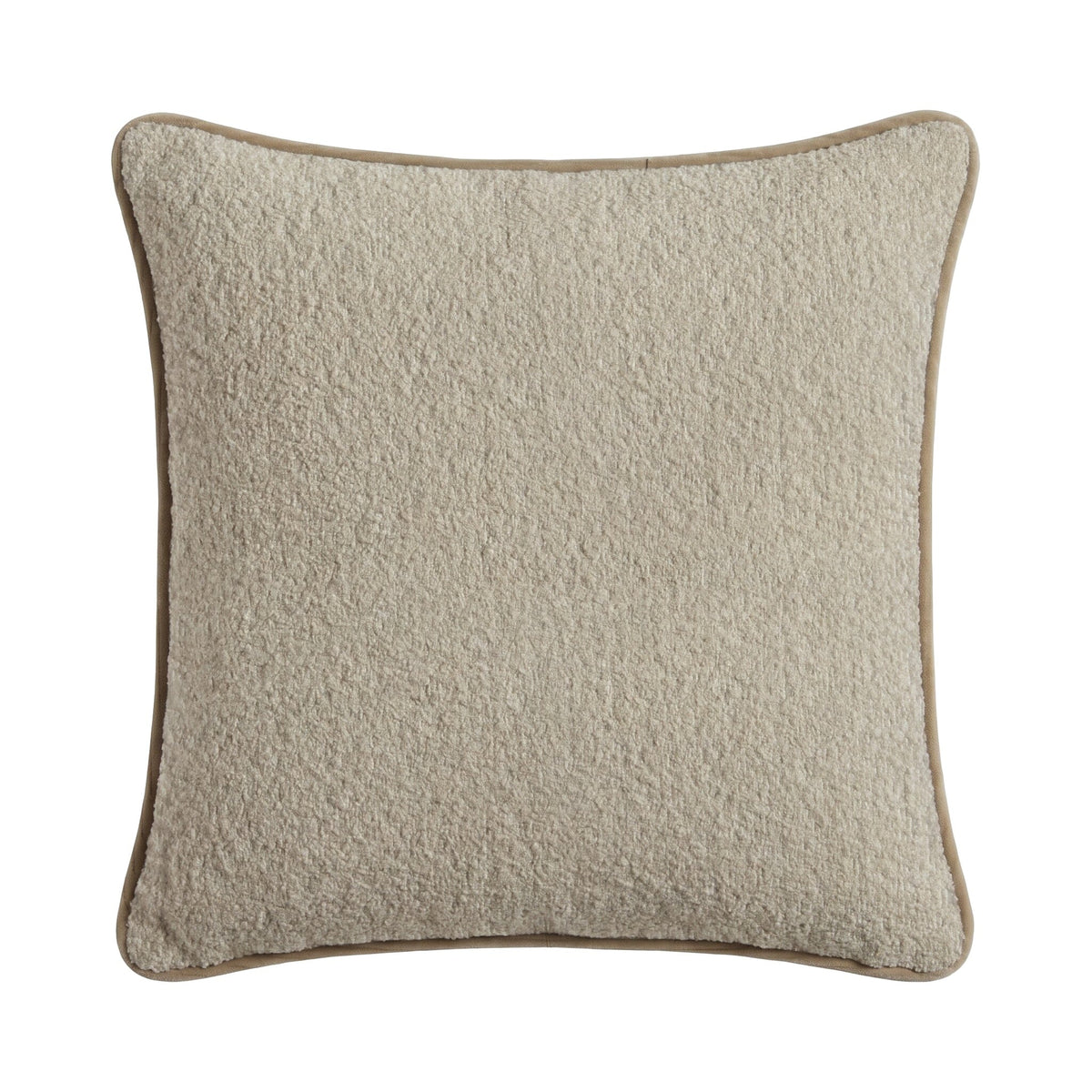 Elsham 45x45cm Scatter Cushion Cover - Light Beige Boucle with Clay Velvet Piping - Laura James