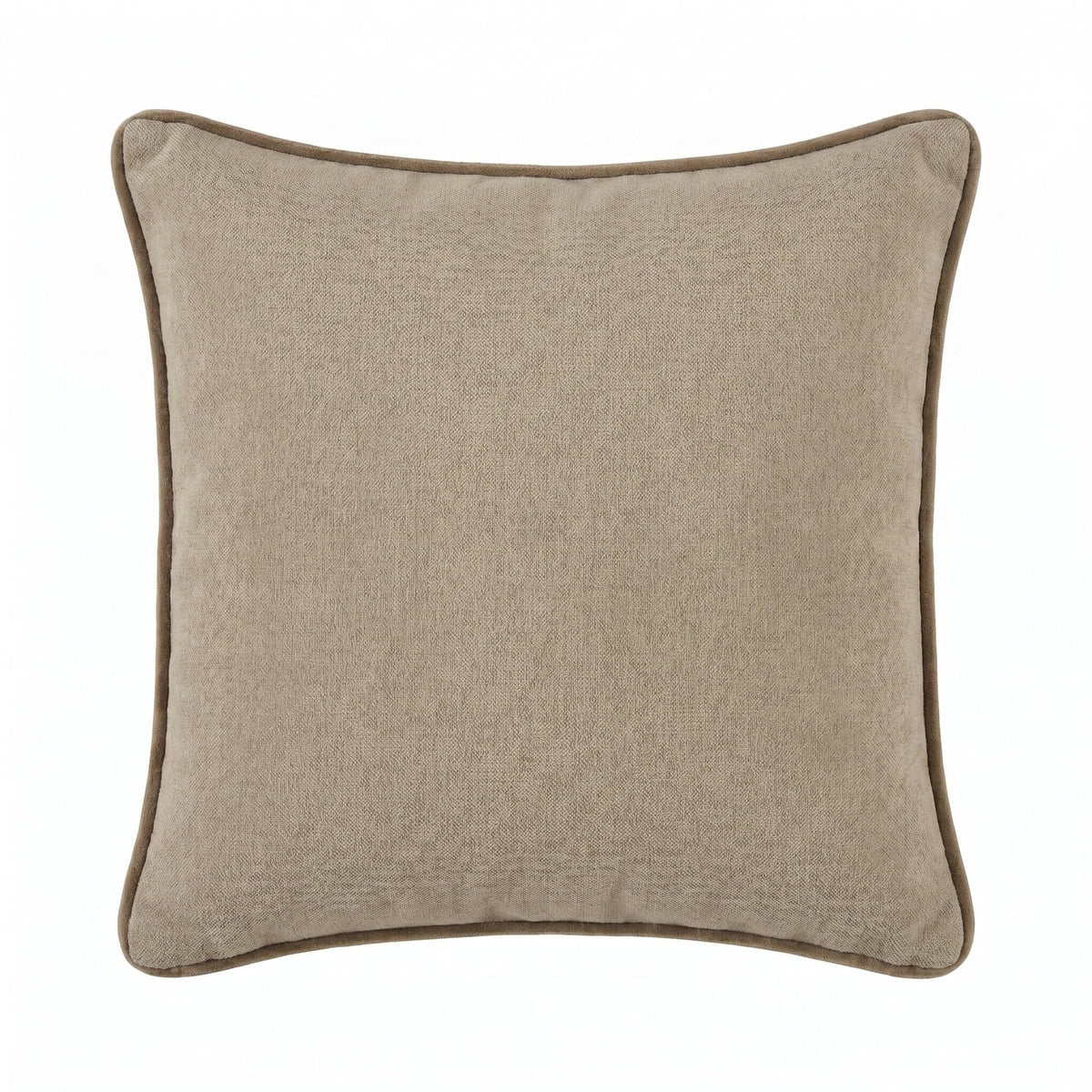 Elsham 45x45cm Scatter Cushion Cover - Soft Beige with Driftwood Velvet Piping - Laura James