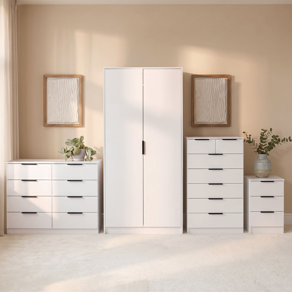 Essie Wardrobe & Drawers Bedroom Set - Pure White