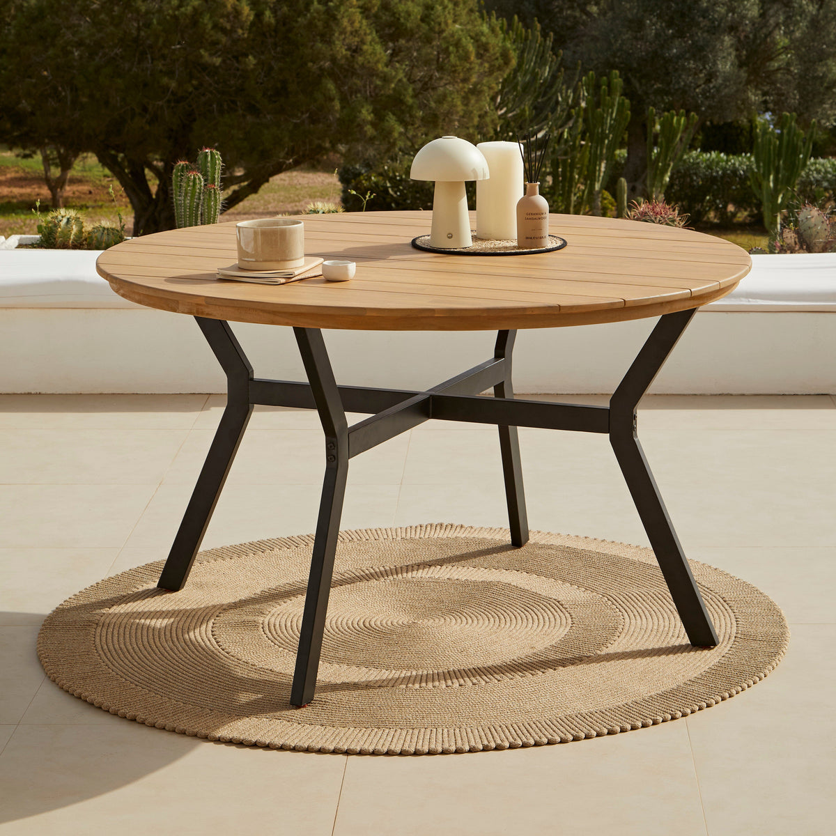 Ezra 4 Seater Round Wooden Garden Dining Table - Laura James