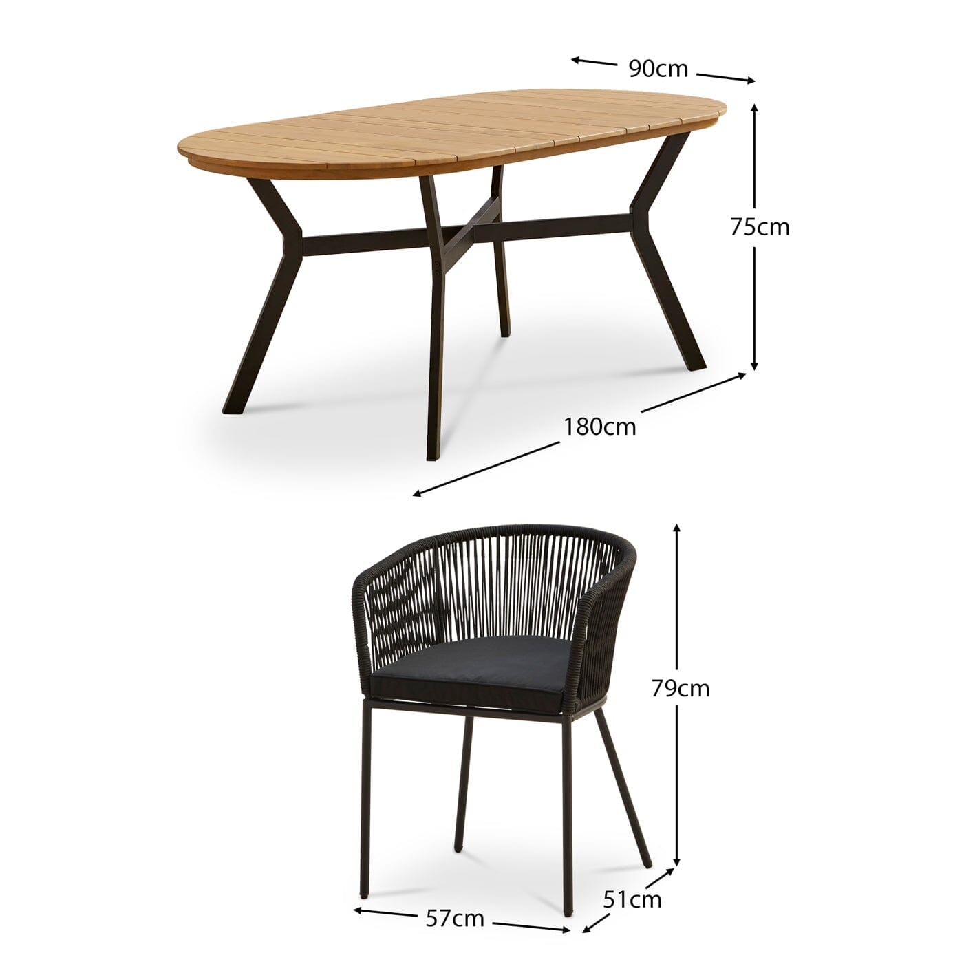 Ezra Oval 6 Seater Dining Table Set Hali Rope Chairs - Laura James