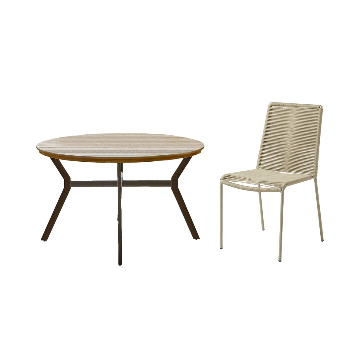 Ezra 4 Seater Round Wooden Garden Set with Ryder Clay Chairs