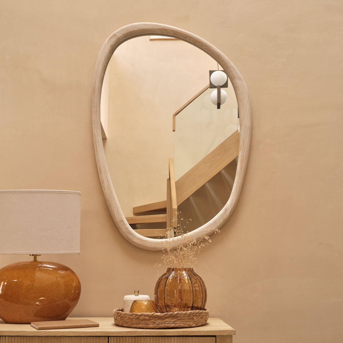 Fawley 100x70cm Freeform Wall Mirror - Whitewash - Laura James