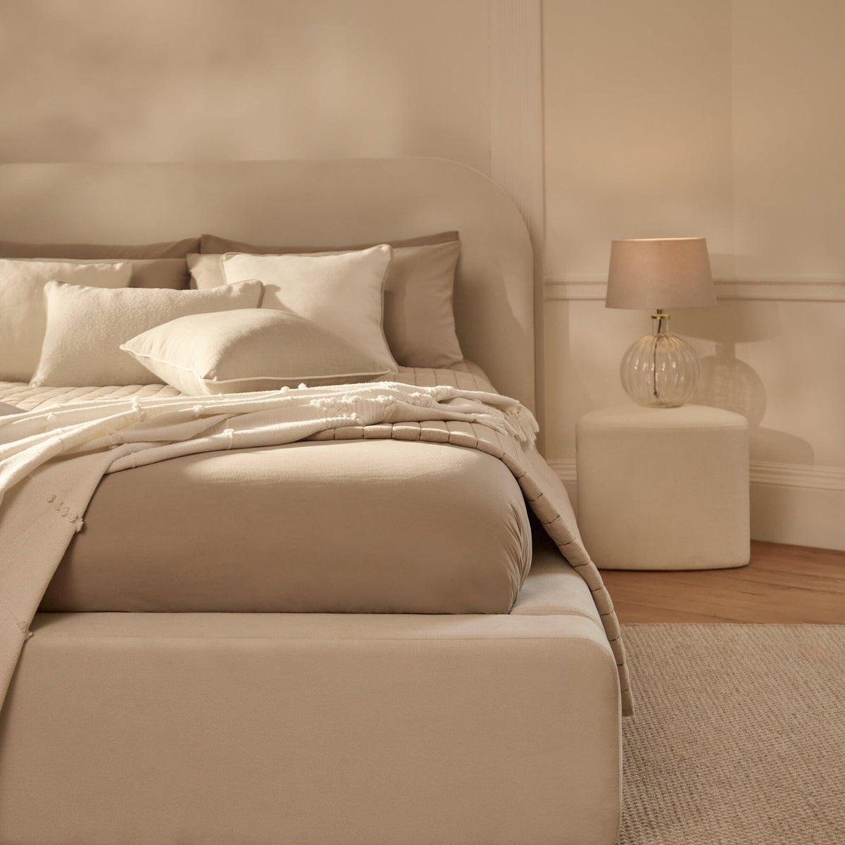 Farrah Double Ottoman Bed - Ivory